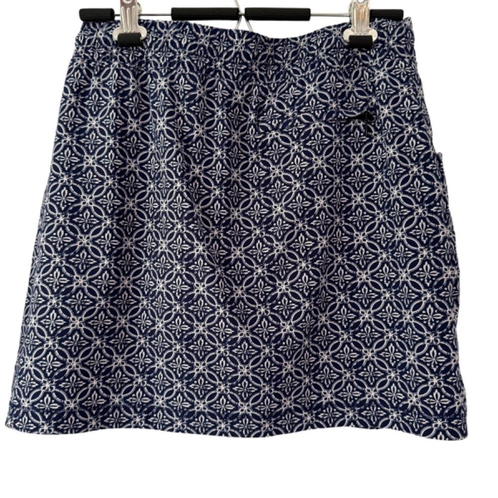 T by Talbots Faux Wrap Skort Blue White Medallion Print Pockets, Size S - Picture 4 of 9